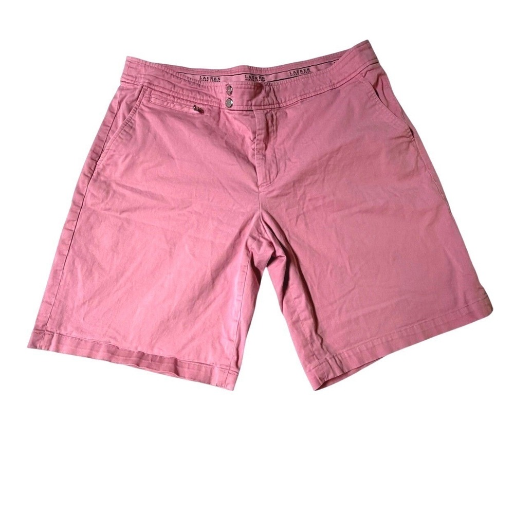 Lauren Ralph Lauren Pink Chino Shorts Double Snap Womens 10 Classic Preppy